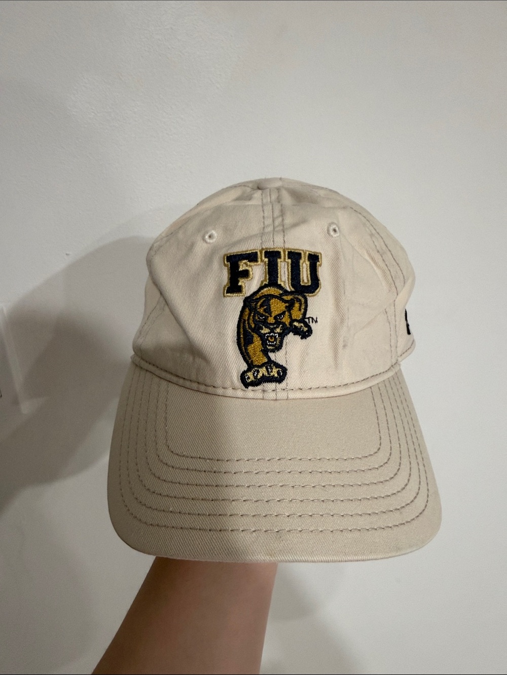 Under Armour Beige FIU Adjustable Baseball Cap with Gold & Black Embroidery